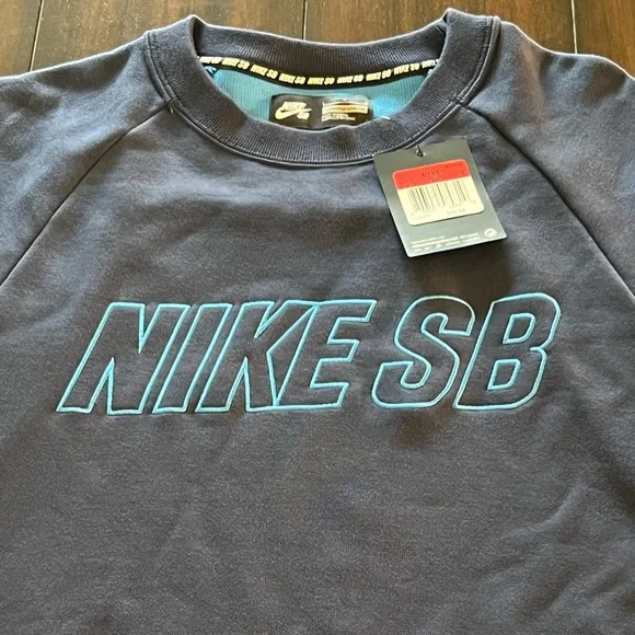 2015 NWT NIKE SB DRI-FIT SKATEBOARDING NAVY BLUE CREWNECK SWEATSHIRT MEN’S LARGE - Picture 5 of 11